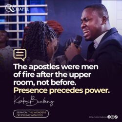 Famous & Popular Quote about apostles, power, Presence, upper room: "The apostles were men of fire after the upper room, not before. Presence precedes power."