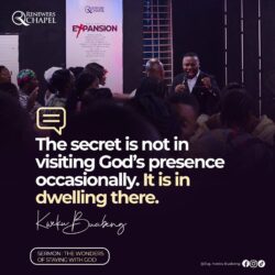 Famous & Popular Quote about church, God's Presence, Presence of God, secret, visiting: "The secret is not in visiting God’s presence occasionally. It is in dwelling there."