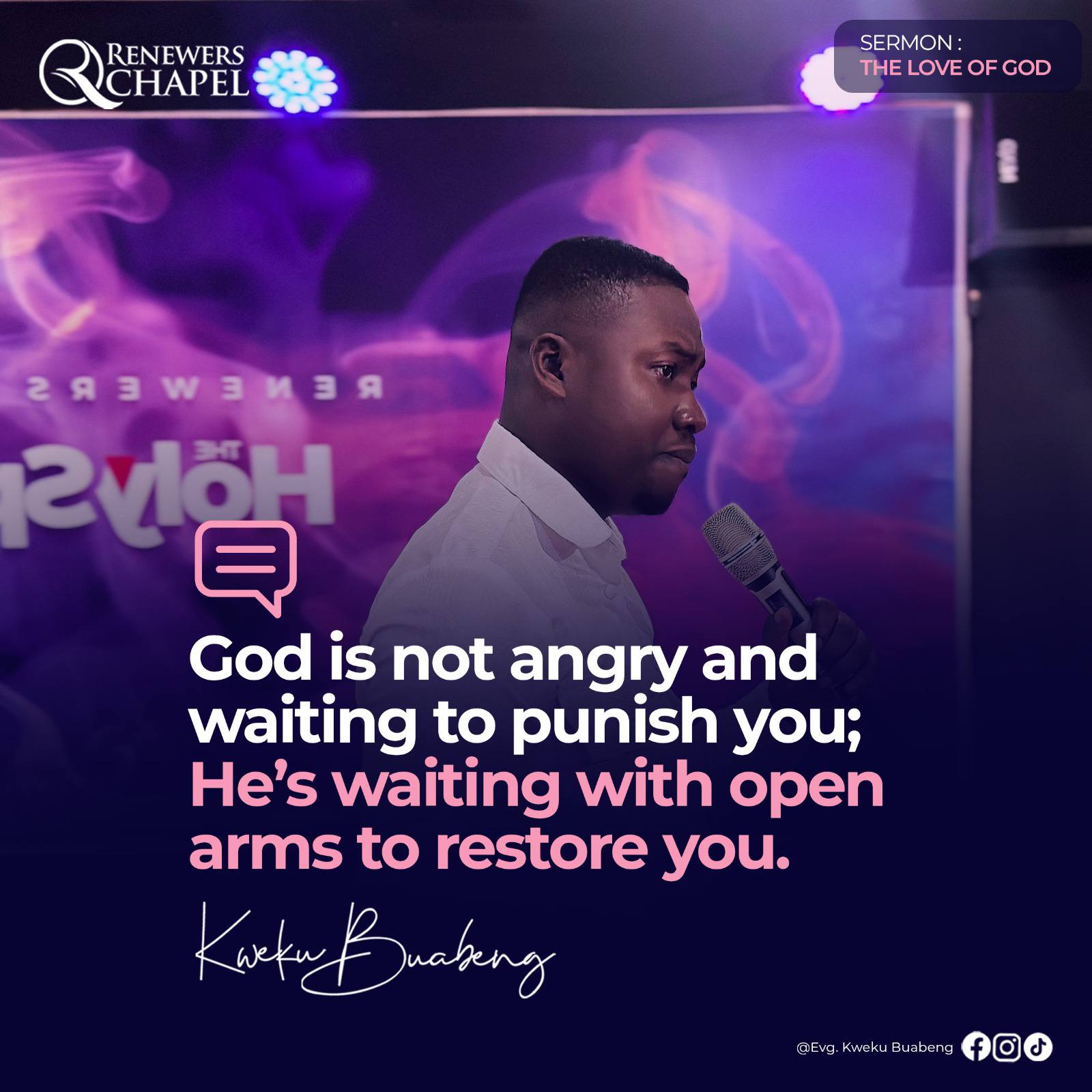 God is not angry and waiting to punish you; He’s waiting with open arms to restore you.